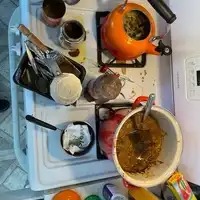 Stovetop grease removal — before